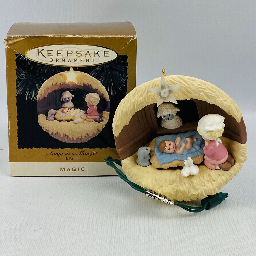 Hallmark Away in a Manger‎ Magic Light Keepsake Christmas Ornament 1994 Untested